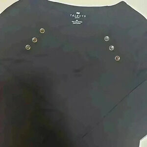 Talbot womens top size Medium petite black long sleeve casual gothic